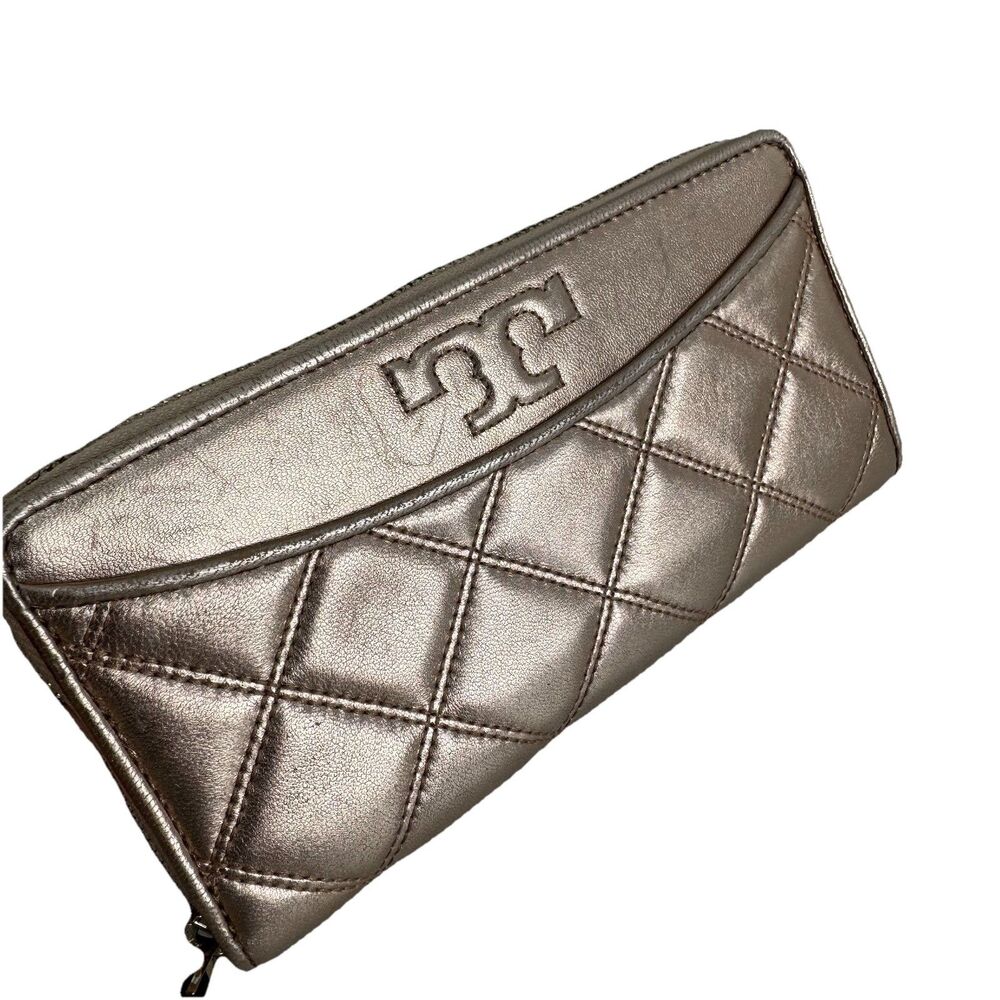 Tory Burch Savannah Wallet Quilted Zip Long Wallet Pink Rose Soft Zip Around